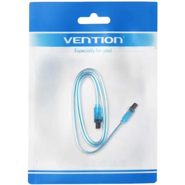 Кабель SATA 3.0 7pin, F/F, 0.5 м, L-конектор, Blue Vention