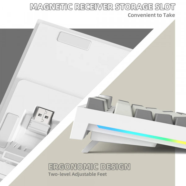 Клавіатура ігрова механічна Attack Shark K86 87кл.RGB,Wireless, Business Gray