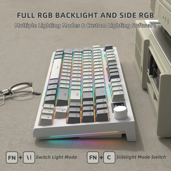Клавіатура ігрова механічна Attack Shark K86 87кл.RGB,Wireless, Business Gray
