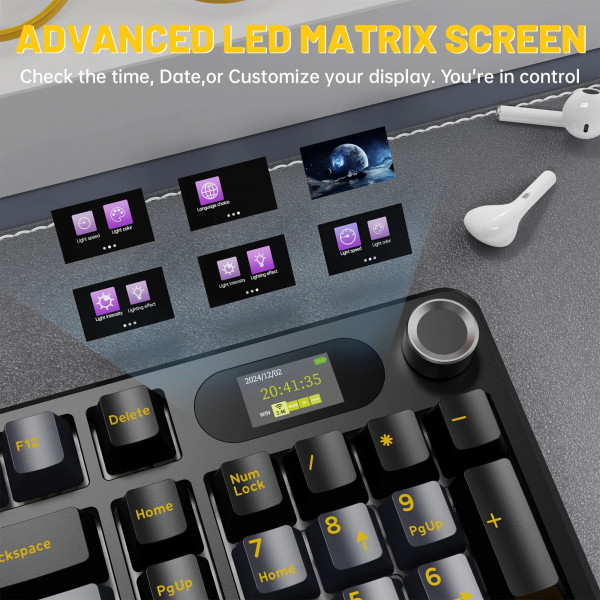 Клавіатура ігрова механічна Attack Shark X98 Pro 99кл. RGB, Wireless, TFT disp., Star Black