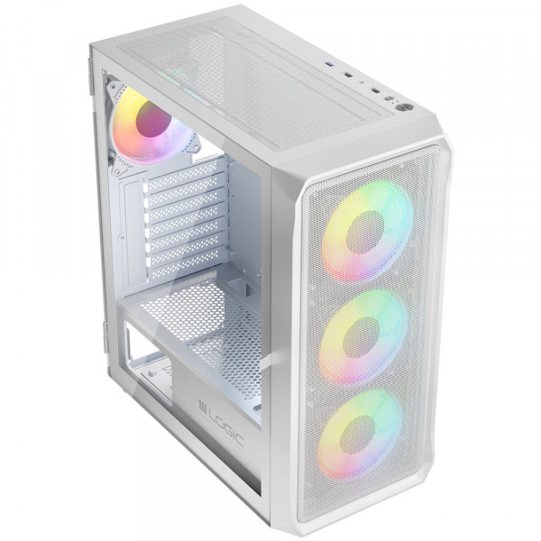 Корпус LogicConcept PORTOS MESH+GLASS ARGB fans 4x120mm WHITE без БЖ ATX