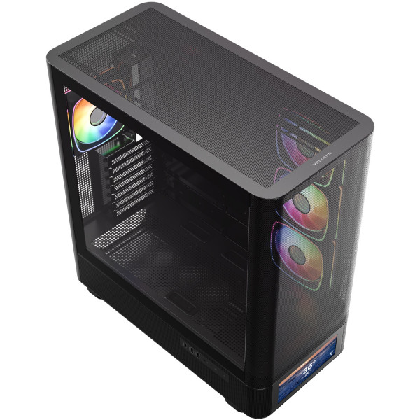 Корпус Modecom VOLCANO AQ500 ARGB MIDI FRONT LCD 6,2”, 4x120mm fans BLACK без БЖ ATX