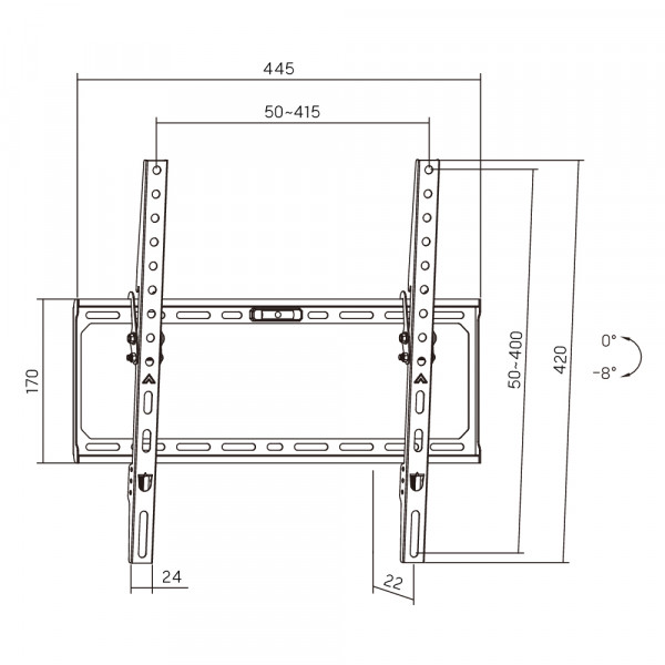 Кронштейн для ТВ AGN AGN75-440T з нахилом/32"-75"/45 кг/max.VESA 400x400/Black