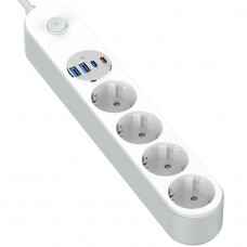 Мережевий фільтр-подовжувач СolorWay 4 розетки/4USB (Type-C 2PD20W + 2USB QC3.0) (20W) White 2M