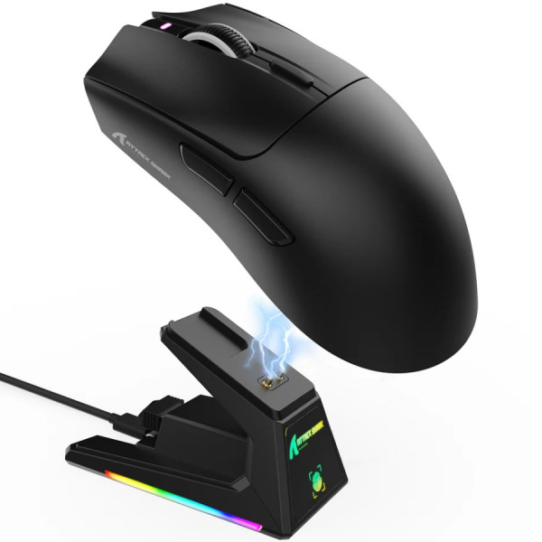 Мишка Attack Shark X1, Wireless/Bluetooth, 40000dpi. (PAW3395PRO), 6кн., Black