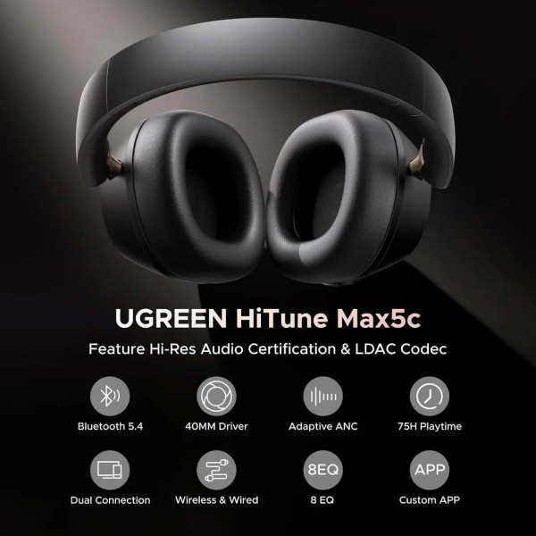 Навушники UGREEN HP203 HiTune Max5С Hybrid ANC Black