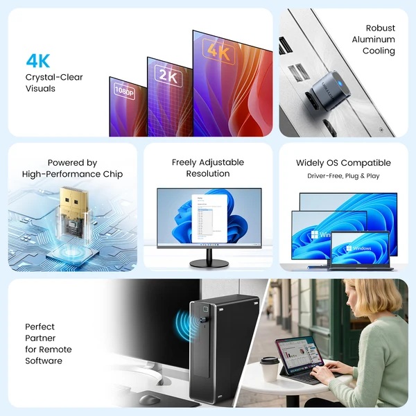 Перехідник - емулятор DisplayPort M 4K 17Гц, Aluminium alloy, голубий, Vention
