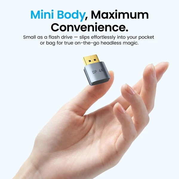 Перехідник - емулятор DisplayPort M 4K 17Гц, Aluminium alloy, голубий, Vention