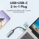 Перехідник HDMI F -> USB-C/USB-A M 0.1м сірий Vention