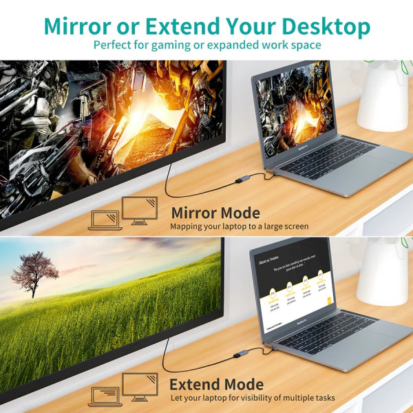 Перехідник USB 3.1 Type-C -> Displayport F 4K 60Hz Choetech cірий