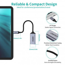 Перехідник USB 3.1 Type-C -> Displayport F 4K 60Hz Choetech cірий