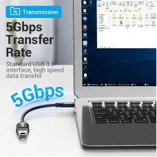 Перехідник USB 3.1 Type-C -> USB AF (OTG), 0.15 m PVC Vention чорний