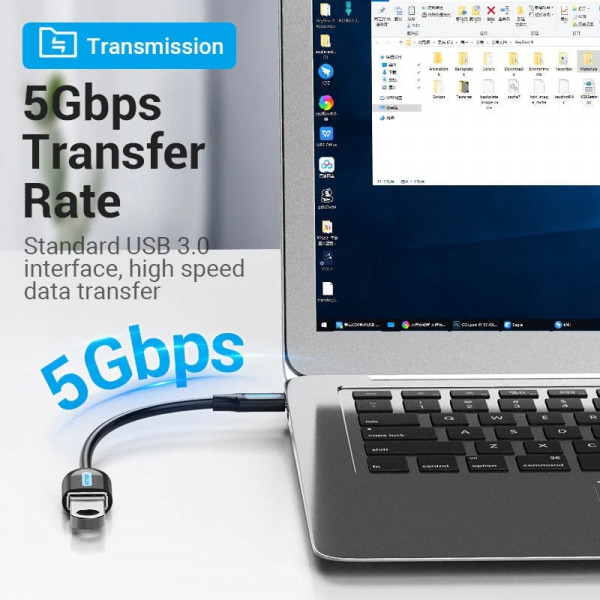Перехідник USB 3.1 Type-C -> USB AF (OTG), 0.15 m PVC Vention чорний