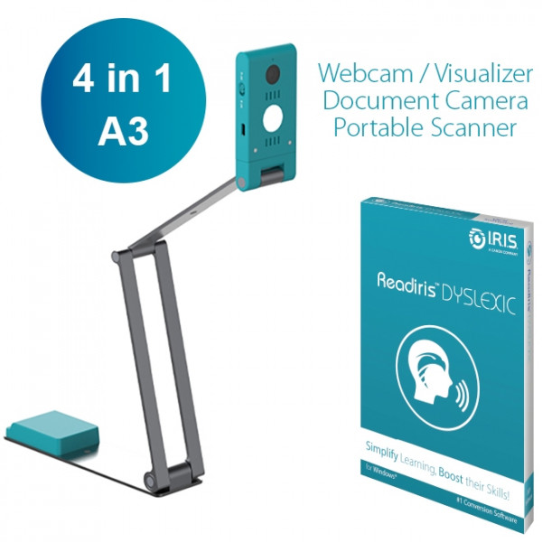 Сканер A3 Canon IRIScan Visualizer 7 (13MP 4K UltraHD MIC 4-in-1 USB книжковий блакитний)