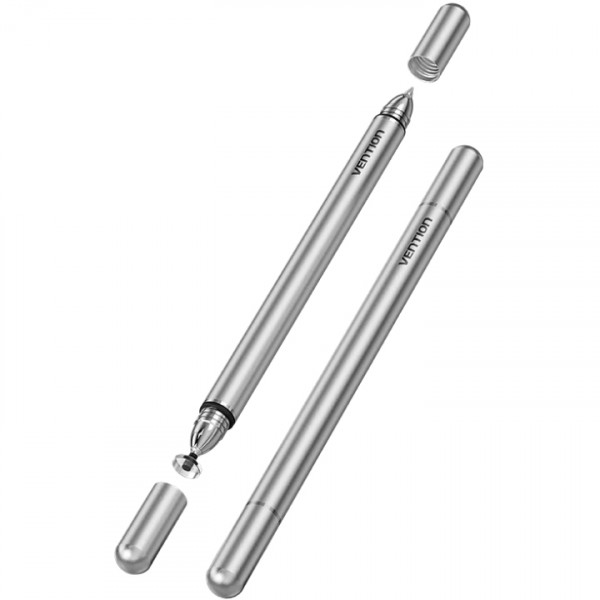 Стилус - ручка для ємнісних екранів 2-в-1 Stylus Pen Gray Aluminum Alloy Type Vention