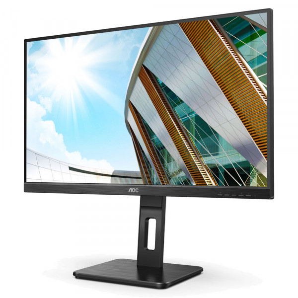 TFT 27" AOC U27P2CA, IPS 4K UHD, 4ms, HDMIx2, DP, USB hub, USB-C, HAS, Pivot, колонки, чорний