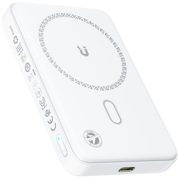 УМБ Acefast Magnetic Wireless 10000mAh 20W PD,QC 3.0, QI 15W, ультра тонкий, M26 White