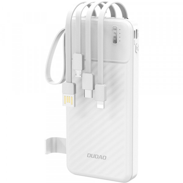 УМБ Dudao 10000mAh K11 10W USB-A,USB-C,microUSB, with USB-A/USB-C/Lightning/MicroUSB cables White
