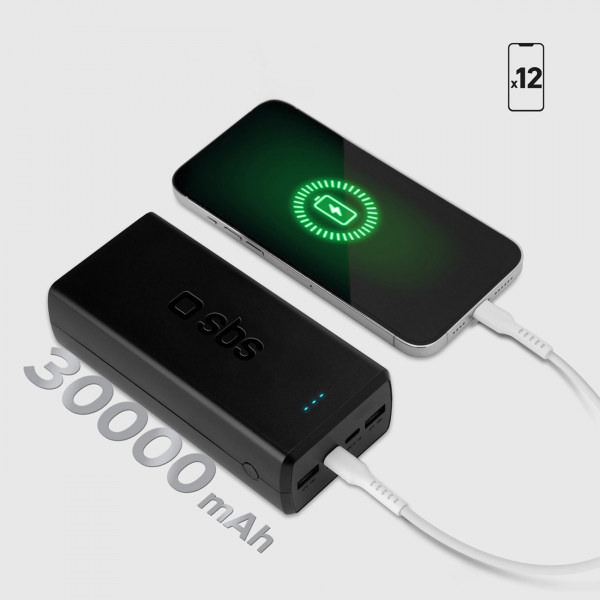 УМБ SBS 30000mAh 20W PD,QC, 2xUSB-A, 2xUSB-C Black