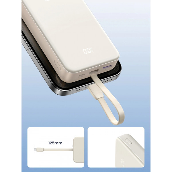 УМБ Ugreen 20000mAh 20W PD3.0/QC3.0, USB-A,USB-С IN/OUT, with build Type-C cable (PB505) Powder