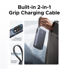 УМБ Ugreen 25000mAh 45W PD/QC, USB-A,USB-С IN/OUT, with built in USB-C cable (PB536) Gray