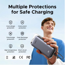 УМБ Ugreen 25000mAh 45W PD/QC, USB-A,USB-С IN/OUT, with built in USB-C cable (PB536) Gray