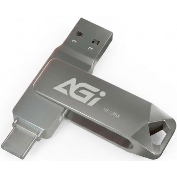 USB Flash AGI UE138A 256GB Dual Drive USB-C & USB-A USB 3.2 Gen1 Metal, Retail