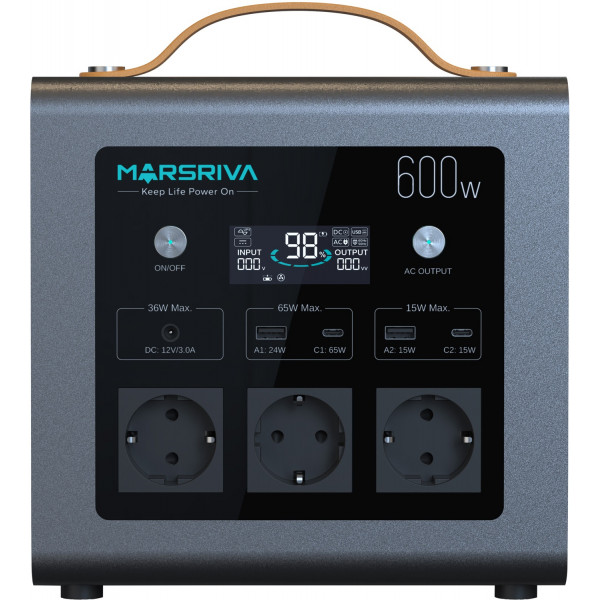 Зарядна станція Marsriva MP6 Plus 600Вт (512Вт/г) AC,MPPT, UPS, LiFePo4