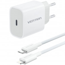 Зарядний пристрій 1xUSB-C 20W + USB-C to Lightning cable М-М White Vention