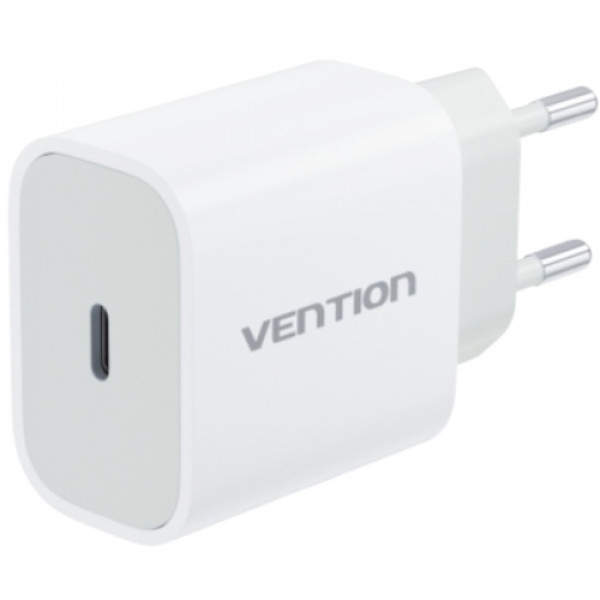 Зарядний пристрій 1xUSB-C 20W + USB-C to Lightning cable М-М White Vention