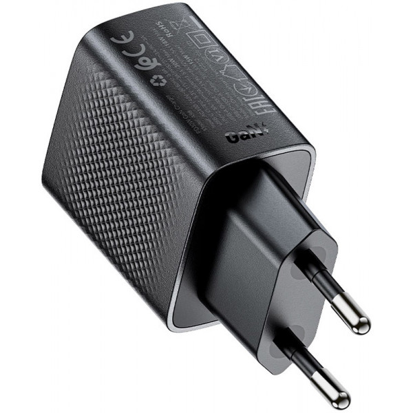 Зарядний пристрій 2xUSB 30W (USB-C+USB-A) Gan A98 Black Acefast