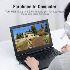 Звукова карта USB AUX jack, TRRS Metal (OMTP-CTIA) Vention сіра