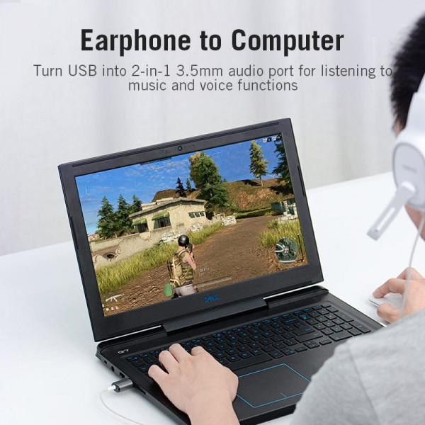 Звукова карта USB AUX jack, TRRS Metal (OMTP-CTIA) Vention сіра