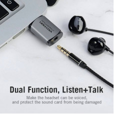 Звукова карта USB AUX jack, TRRS Metal (OMTP-CTIA) Vention сіра