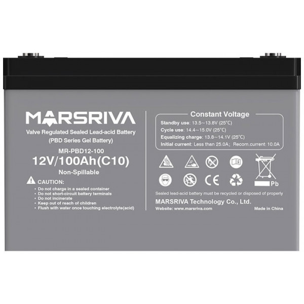 Акумуляторна батарея Marsriva 12V, 100A, AGM Gel battery