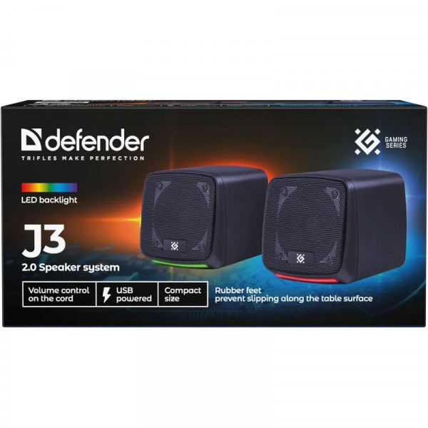 Акустична система 2.0 Defender J3, 6Вт, підсвітка, USB, чорна