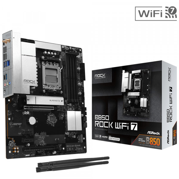 ASRock B850 ROCK WIFI 7 (AM5/B850, 4*DDR5, 2xPCIex16, HDMI, 4xSATAIII,2xM.2, 2.5GLan, ATX)