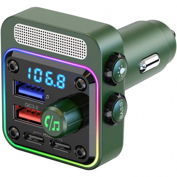 автомобільний FM-трансміттер Aspiring Wave 11 54W PD LED/Bluetooth//QC3.0, 2хUSB-C 36W