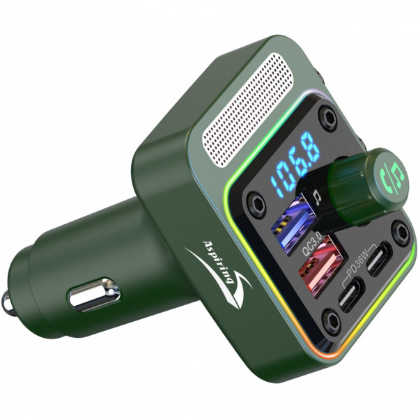 автомобільний FM-трансміттер Aspiring Wave 11 54W PD LED/Bluetooth//QC3.0, 2хUSB-C 36W