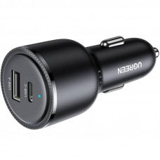 Автозарядка 2xUSB 63W (USB-C+USB-A) QC 3.0 Чорна (EC701) UGREEN