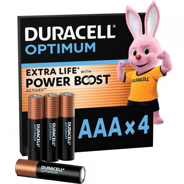 Батарейка AАA/LR03, Лужна, Duracell Optimum, BL (4шт.)