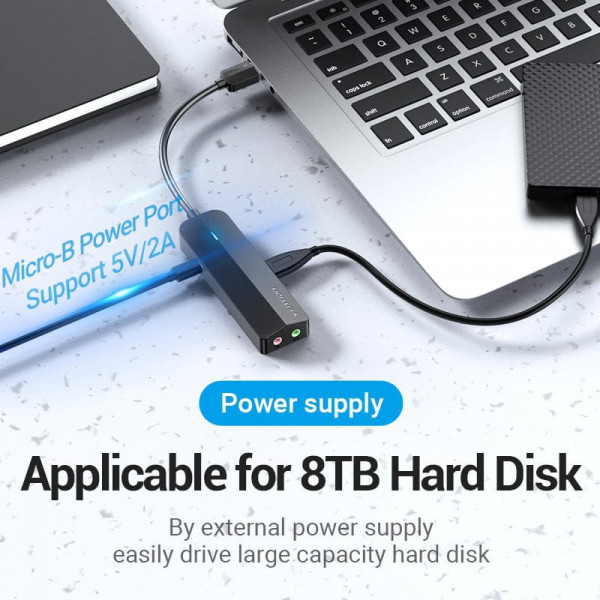 Док станція USB3.0 -> USBx3,3.0/2хTRS Audio/USB MicroUSB 10W, 1.0 м. Vention