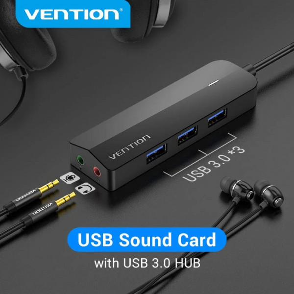 Док станція USB3.0 -> USBx3,3.0/2хTRS Audio/USB MicroUSB 10W, 1.0 м. Vention
