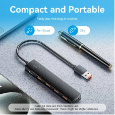 Хаб USB 3.0 -> 4xUSB 3.2 Gen2, 0.15м, USB-C 10Gbps 0.15m, чорний Vention