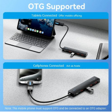 Хаб USB 3.0 -> 4xUSB 3.2 Gen2, 0.15м, USB-C 10Gbps 0.15m, чорний Vention