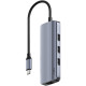 Хаб USB 3.0 Type-C -> 3хUSB-A, 1хUSB-C(5Гбіт/с), 1x4K@60Hz HDMI Port, 1xGig Ethernet port, алюмінієв