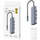 Хаб USB 3.0 Type-C -> 3хUSB-A, 1хUSB-C(5Гбіт/с), 1x4K@60Hz HDMI Port, 1xGig Ethernet port, алюмінієв