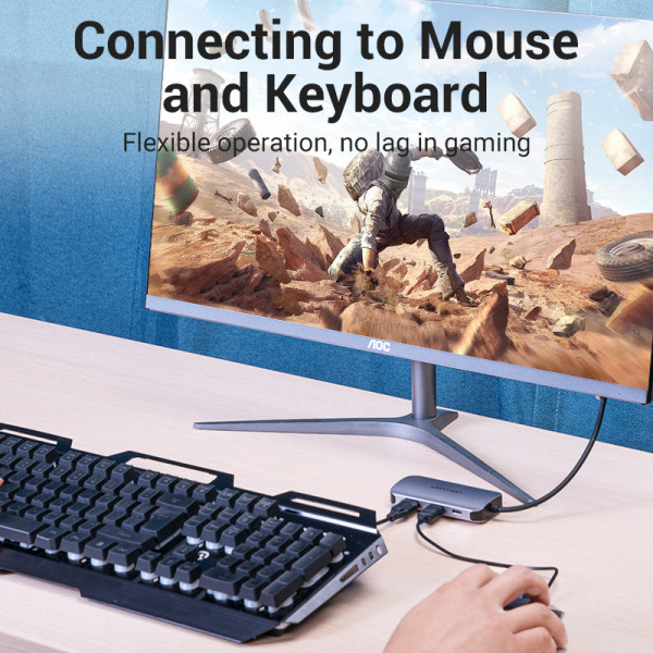 Хаб USB 3.1 Type-C -> 4хUSB 3.0/ Type-C PD 100W 5-in-1 Vention