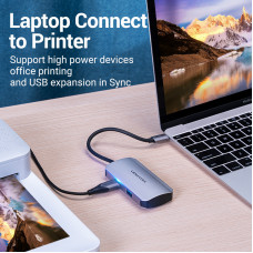 Хаб USB 3.1 Type-C -> 4хUSB 3.0/ Type-C PD 100W 5-in-1 Vention