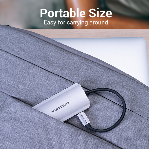 Хаб USB 3.1 Type-C -> 4хUSB 3.0/ Type-C PD 100W 5-in-1 Vention
